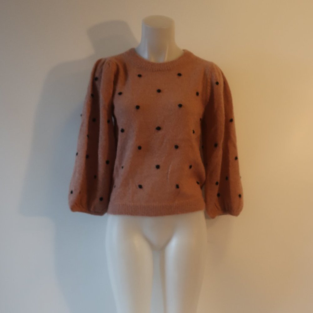 Avenue Blush Pink Pom-Pom Puff Sleeve Sweater - Picture 5 of 8